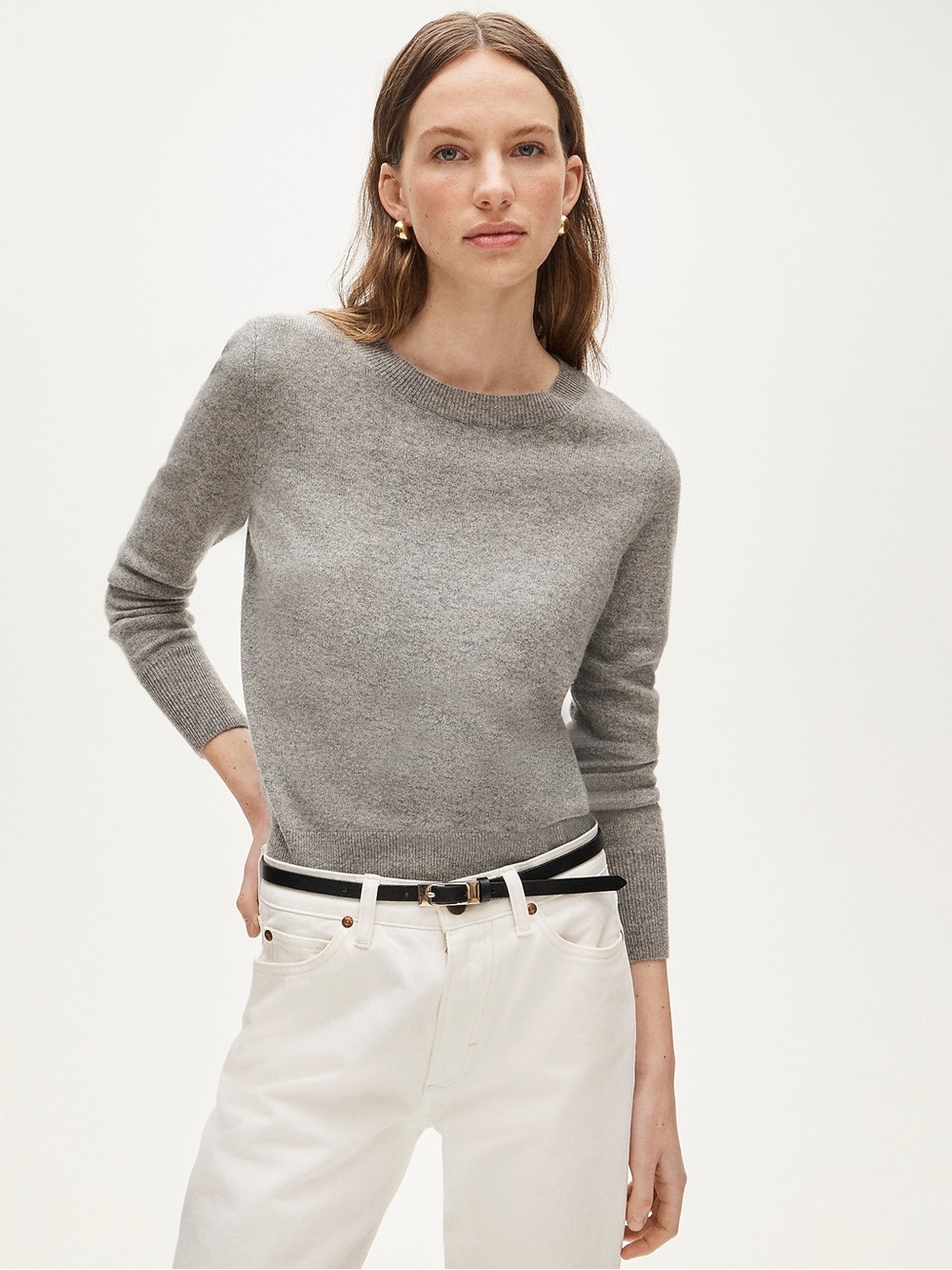 J. Crew Classic Fit 100% Cashmere Heather Gray Crewneck Sweater